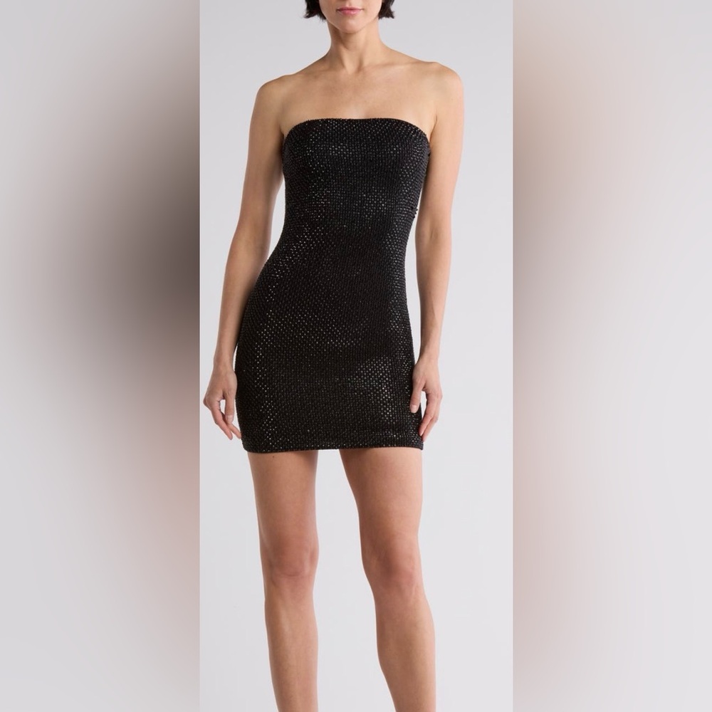 Alice + Olivia Black Sequin strapless Dress
